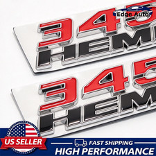 2Pcs Red Black Chrome Fender Badge For Charger Challenger 345 HEMI Letter Emblem picture