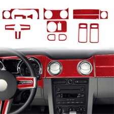 15Pcs Red Carbon Fiber Full Interior Kit Cover Trim For Ford Mustang 2005-2009 picture