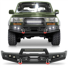 For 1992-1997 Toyota Land Cruiser LC80 Steel Front Bumper w/D-rings+Sensor Holes picture