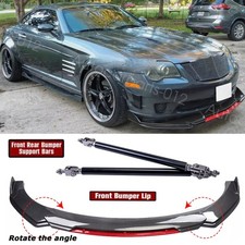 For Chrysler Crossfire srt6 CARBON STYLE Front Bumper Lip Splitter Strut Rods picture