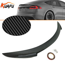 KUAFU Fits 2012-2021 Tesla Model S Trunk Spoiler Wing Carbon Fiber Color picture