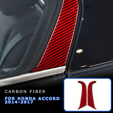 2x Red Carbon Fiber Rear Window Pillar Decor Sticker Trim For Honda Accord 14-17 picture