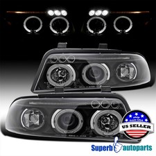 Fits 1999-2001 Audi A4 S4 Dual Halo Projector Headlight LED Bar Lamps Black picture