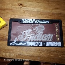Rare Vintage lumberton NC INDIAN MOTORCYCLE DEALER LICENSE PLATE FRAME & Plate picture