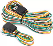 25' 4-Pin Trailer Light Plug Wiring Harness Extension 18 AWG Flat Wire Connector picture