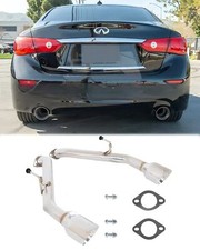 Q50 Muffler Delete Exhaust For 14-Up Infiniti Axle Back Double Wall Dual Tips picture