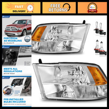2009-2018 Dodge Ram 1500 Headlights Set - Driver & Passenger Side, Bright LED Up picture