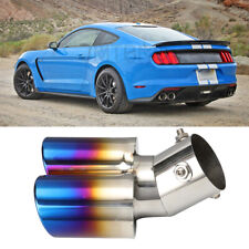 For Ford Mustang Shelby GT350 Curved Rear Exhaust Pipe Tail Muffler Dual Tips picture