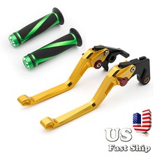 FXCNC 3D Long Rhombus Brake Clutch Levers w/Green Hand Grips Fit YZF R25 2015 picture