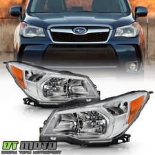 2014-2016 Subaru Forester Halogen Model Chrome Headlights Headlamps Left+Right picture