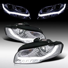 Fit 2005-2008 Audi A4 LED Bar Projector Headlights Halogen Head Lamps Left+Right picture