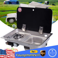 LPG 1 Burner Boat Caravan RV Camper Gas Stove Hob With Sink Combo Cooktop SS304 picture