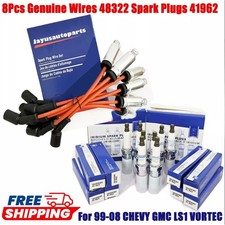 High Performance 8x Spark Plugs and 8x Wires Set for Chevy GMC 4.8L 5.3L 6.0L V8 picture