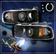 FOR 1994-2001 RAM HALO LED PROJECTOR HEADLIGHTS+HID 8000K BLACK 1500 2500 3500 picture
