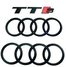 Audi TTS Emblems Rings Hood Bonnet Boot Trunk Rear Badges Matte Black  2016+ picture
