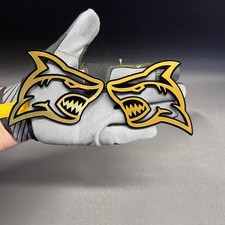 2PC SHARK HEAD GOLD Custom Acrylic Car Badges Emblem Fender Angry Aggressive picture