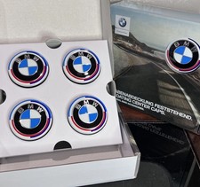 Bmw 68mm 50th anniversary floating wheel caps set of 4 36122455268 picture