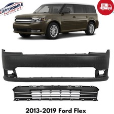 Front Bumper Cover Primed Plastic & Bumper Grille Kit For 2013-2019 Ford Flex picture