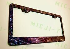 6 Rows Volcano Bling License Metal Frame Holder Made W Swarovski Crystals picture
