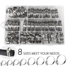 101pcs Adjustable Hose Clamps Worm Gear Stainless Steel Clamp Assortment 8 Sizes picture