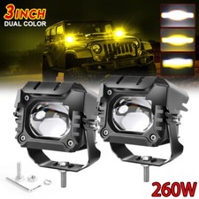 Pair 3inch 260W LED Work Light Bar Amber/White Pods Driving Spot Fog OffRoad SUV picture