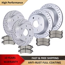 Fit Chevy Silverado GMC Sierra 1500 Yukon Front Rear Drilled Rotors Brakes Pads picture