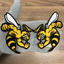 Hornet Badges Emblem Red Eye Bee Swole Yellow, (2) Badges, Fender Angry picture