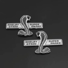 2005 - 2024  MUSTANG SHELBY GT500 SUPER SNAKE GRILLE GRILL EMBLEM CHROME 2PC picture