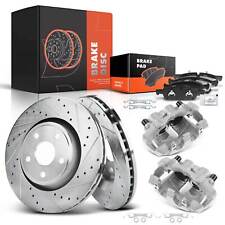 Front Drilled Rotor & Brake Pads + Calipers for Jeep Grand Cherokee Dodge 350mm picture