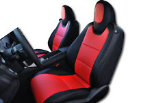 IGGEE S.LEATHER CUSTOM FRONT SEAT COVERS FOR CHEVY CAMARO 2010-2015 BLACK/RED picture