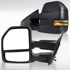 Fit 2007-2014 Ford F150 Black Power Heated Tow Mirrors+Smoke LED Signal+Puddle picture