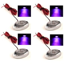 4Pc Purple LED Chrome Modules Motorcycle Car Truck Neon Under Glow Lights Pods picture