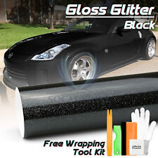 High Gloss Glitter Black Sparkle Metallic Premium Car Vinyl Wrap Sticker Decal picture