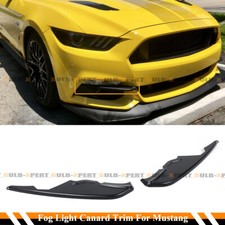 FOR 2015-17 FORD MUSTANG MATT BLACK FRONT BUMPER WINGLETS FOG LIGHT CANARD TRIM picture