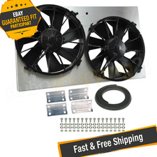 Derale 16825 High Output Dual 12'' Electric RAD Fan/Aluminum Shroud Kit picture