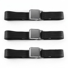 JP Wagoneer 1963 - 1991 Airplane 2pt Black Lap Bench Seat Belt Kit - 3 Belts  picture
