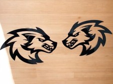 Wolf Badges Emblem Car/Truck, (2) BADGES, Fender Angry Agressive Raging picture