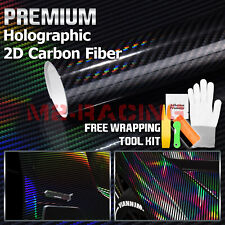 Holographic Carbon Fiber Black Laser Chrome Vinyl Wrap Sheet Film Decal Sticker picture