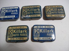 Lot of 5 Vintage KILLARK AUTO FUSES, TIN CONTAINERS picture