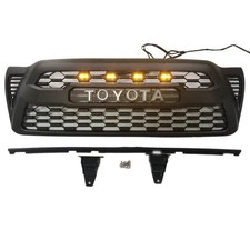 Front Bumper Upper Mesh Grille For 2005-2011 Toyota Tacoma Matte Black W/ LEDs picture