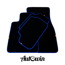 AutoWin Brand Black Floor Mats for BMW X4M Series F98 SUV (2019-2024) Blue Trim picture