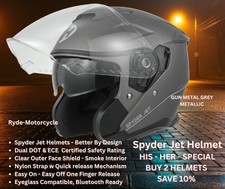 Daytona Can-Am Spyder Jet Gun Metal  3/4 Helmet Clear Flip-Up -Smoke Down Shield picture