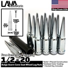 24x Chrome 1/2-20 Spike Lug Nut Set + Socket Fit Old Dodge Dakota Durango Viper picture