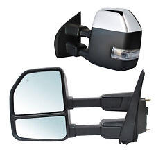 Pair Towing Mirrors For 2017-2020 Ford F-250 F350 Super Duty Power Heated Chrome picture