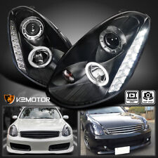 Black Fits 2005-2006 Infiniti G35 4Dr LED Halo Projector Headlights Left+Right picture