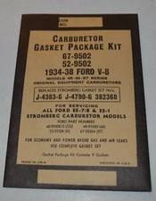 Vintage NOS Carburetor Gasket Package Kit 1934-1938 Ford V-8 Models 48-81-97  picture