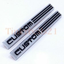 87-91 Ford CUSTOM 2pc Fender Emblem Nameplate Badge Side E7TB-16188-LA Logo Set picture