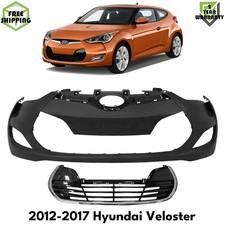 Front Bumper Cover Primed Plastic & Bumper Grille For 2012-17 Hyundai Veloster picture