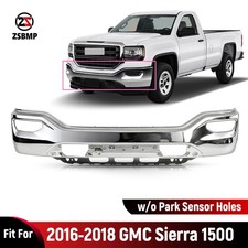 For 2016 2017 2018 GMC Sierra 1500 Front Bumper Face Bar w/o Sensor Hole Chrome picture