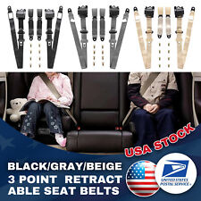 Retractable Adjustable 3 Point Safety Seat Belt Straps Universal Kit Car Vehicle picture